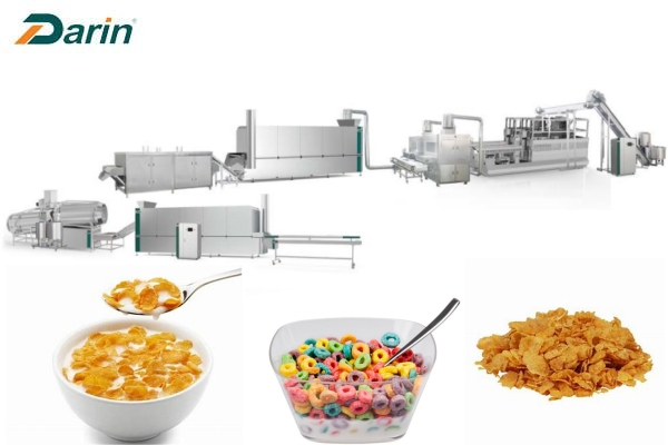 Kifungua kinywa Cereal Corn Flakes Extruder Line ya Uzalishaji